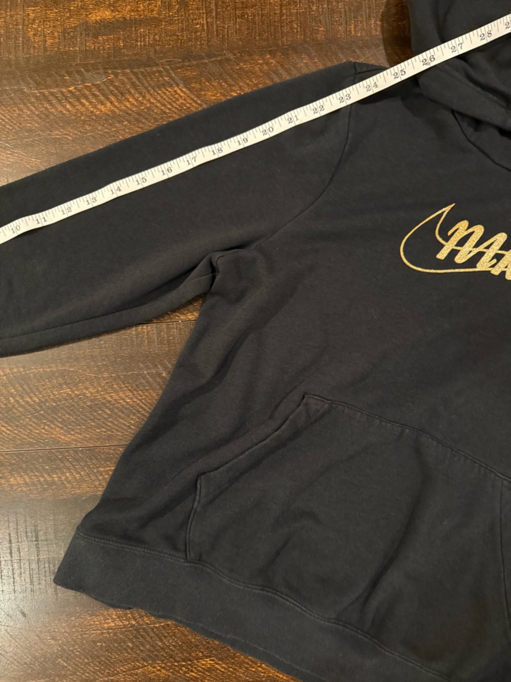 Nike Black Gold Logo Funnel Neck Hoodie Pullover Medium - Picture 12 of 13